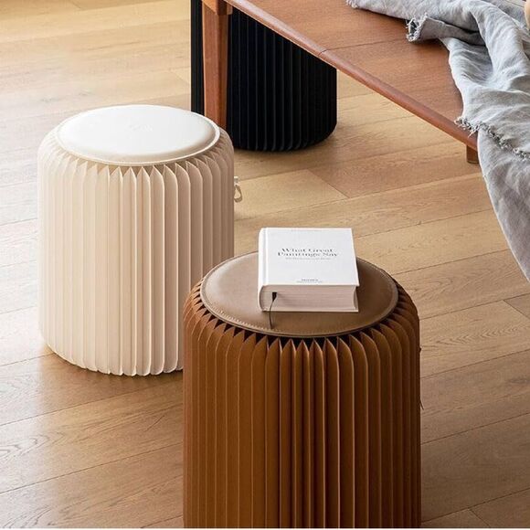 Modern Design Accordion Portable Folding Paper Stool Brown - Picture 3 of 6